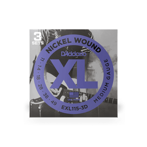 D'Addario EXL115 XL Nickel Wound Electric Guitar Strings - .011-.049 Medium (3-pack) - Musicville