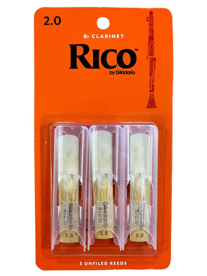 Rico Bb Clarinet Reeds, Strength 2, 3-pack - Musicville