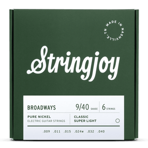 Stringjoy Broadways | Classic Super Light Gauge (9-40) Pure Nickel Electric Guitar Strings - Musicville