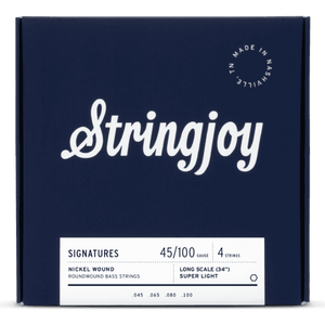 Stringjoy Super Light Gauge (45-100) 4 String Long Scale Nickel Wound Bass Guitar Strings - Musicville
