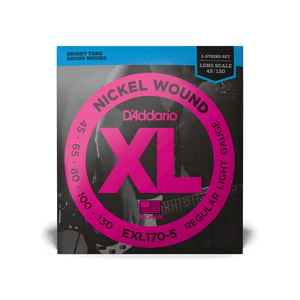 D'Addario EXL170-5 Nickel Wound Bass Guitar Strings - .045-.130 Regular Light, Long Scale, 5-string - Musicville