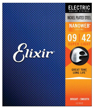 Elixir 12002 Nickel Plated Steel Electric Guitar Strings with NANOWEB. Super Light 9-42 - Musicville