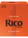 Rico Bb Clarinet Reeds, Strength 2.5, 10-pack - Musicville