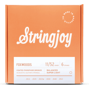 Stringjoy Foxwoods | Super Light Gauge (11-52) Coated Phosphor Bronze Acoustic Guitar Strings - Musicville